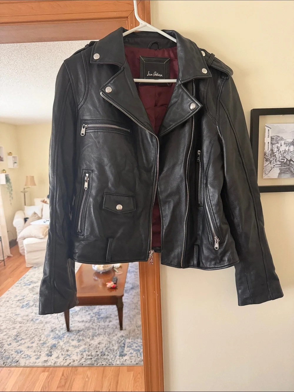 Sam Edelman Black 100% Lamb Leather Moto Biker Jacket Originally $598 - Picture 1 of 12
